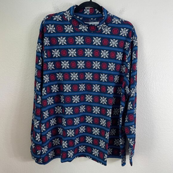 Lands End Woman Plus 2X Relaxed Snowflake Mock Neck Cotton Top Holiday Christmas - Picture 6 of 9